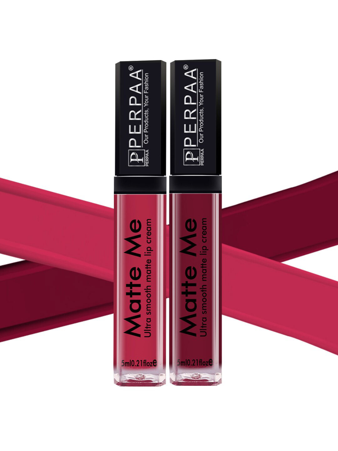 PERPAA Set Of 2 Matte Me Ultra Smooth Lip Creams 5 ml Each - Reddish Pink & Maroon Berry