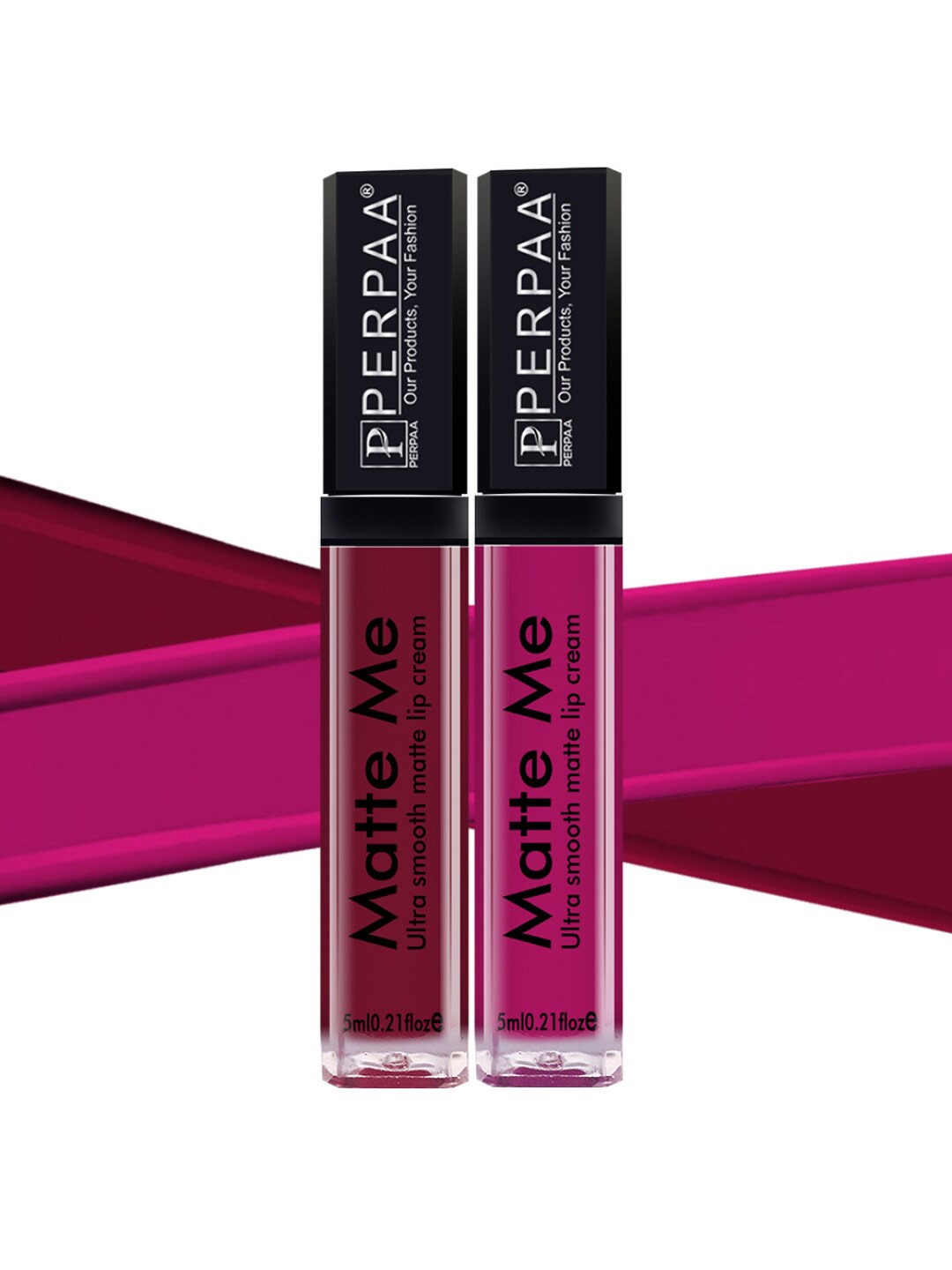 PERPAA Set Of 2 Matte Me Ultra Smooth Lip Creams 5 ml Each - Maroon Berry & Hidden Magenta