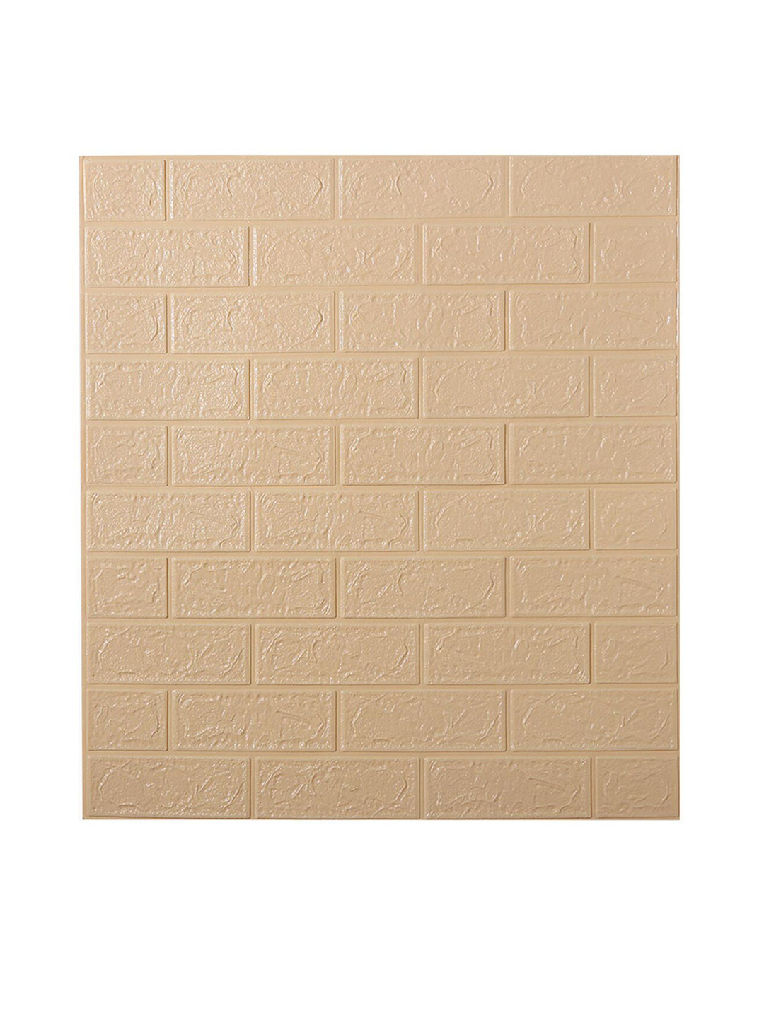 Kuber Industries Cream Coloured Foam Brick Pattern 3D Wallpaper