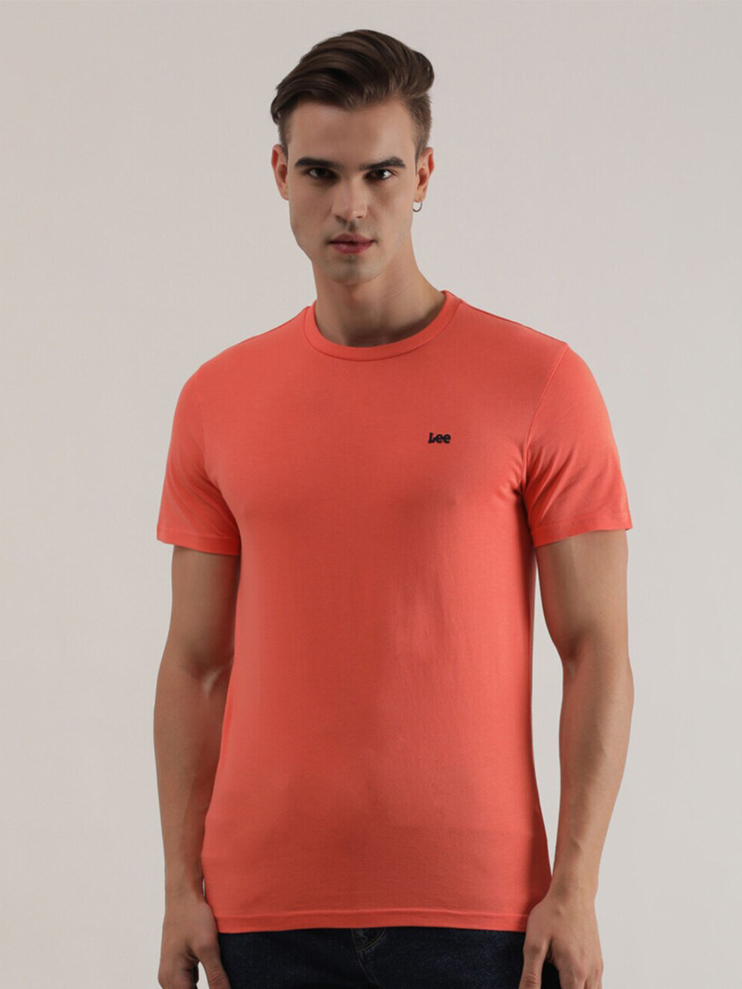 Lee Round Neck Pure Cotton Slim Fit T-shirt