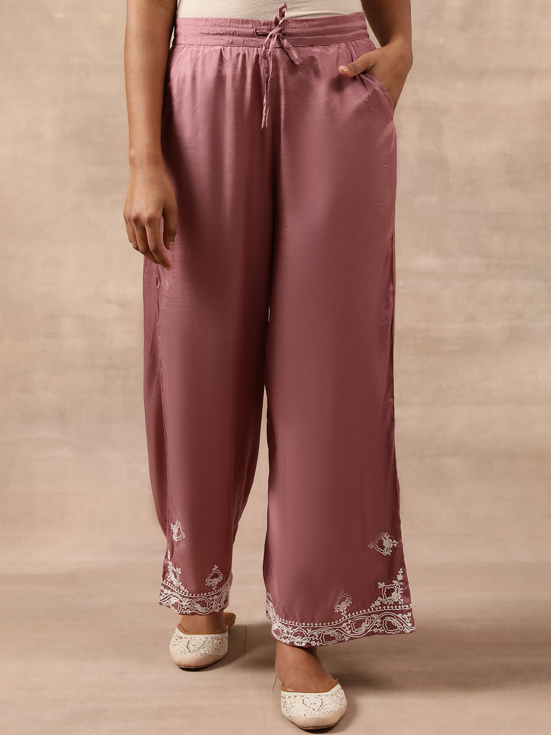 Folk Song  Folksong Collection Floral Embroidered Flared Ethnic Palazzo