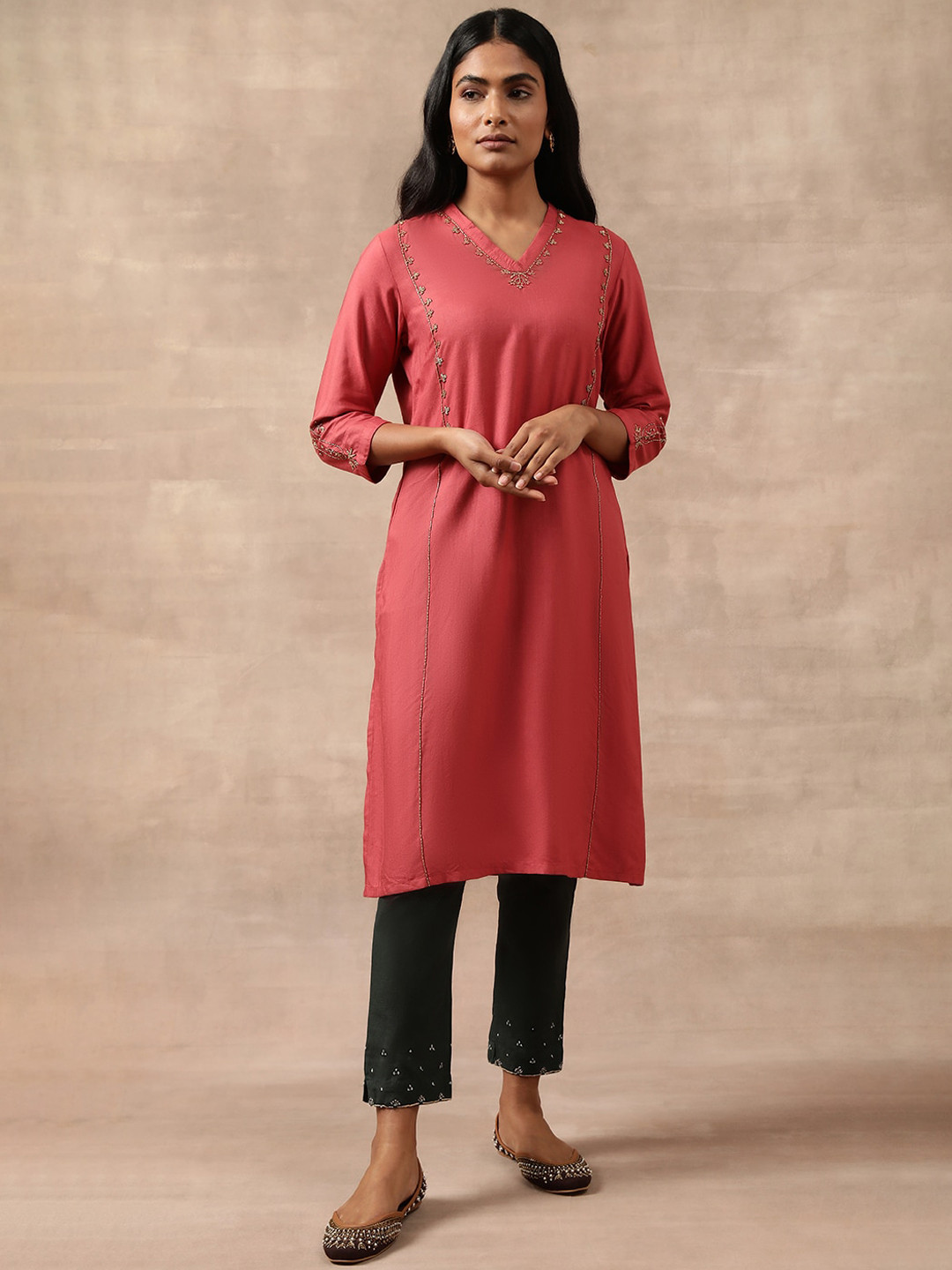 Folk Song  Folksong Collection Embellished Beads detail Straight Kurta