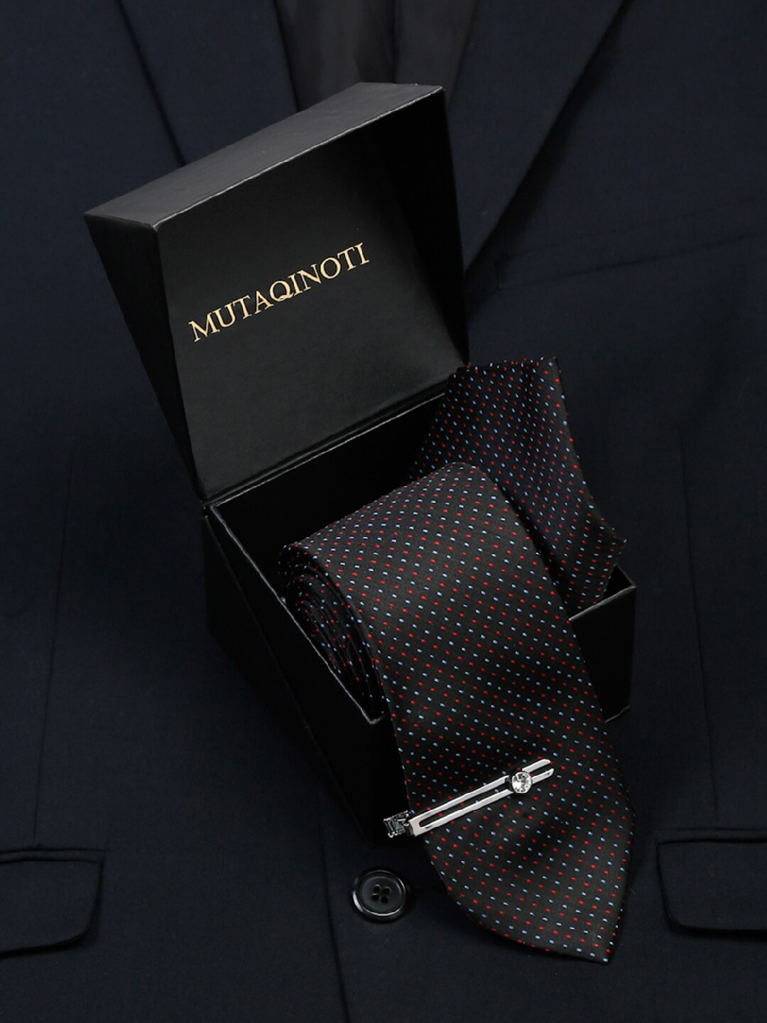 MUTAQINOTI Men Silk Printed Formal Accessories Gift Set