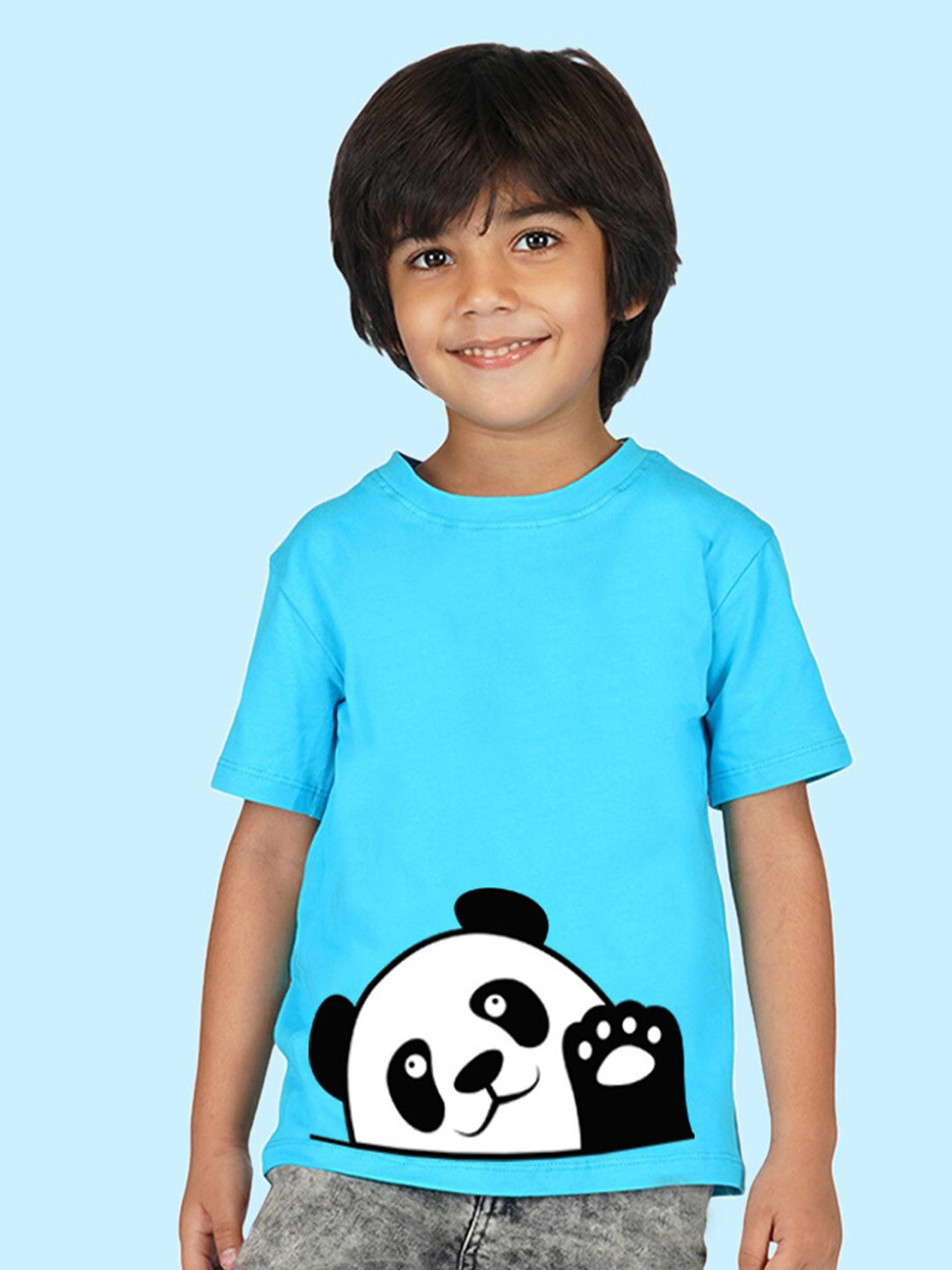 NUSYL Boys Kung Fu Panda Graphic Printed Drop-Shoulder Sleeves Cotton T-shirt