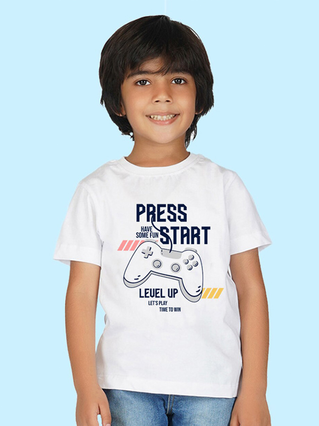 NUSYL Boys Typography Printed Cotton Gamer T-shirt