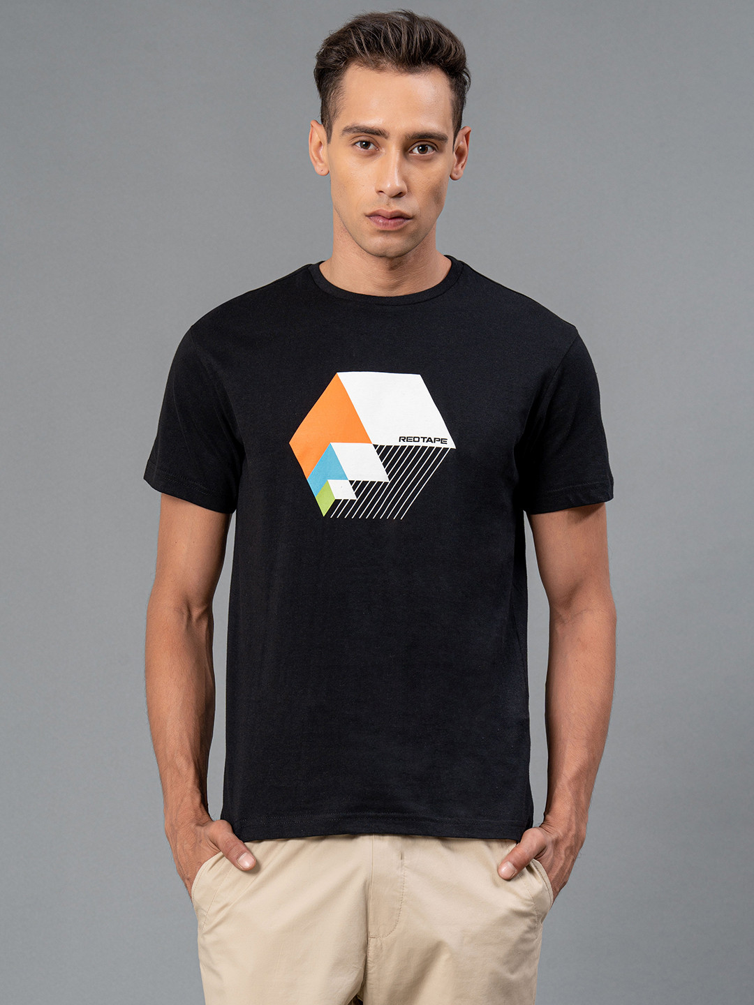 Red Tape Graphic Printed Pure Cotton T-Shirt