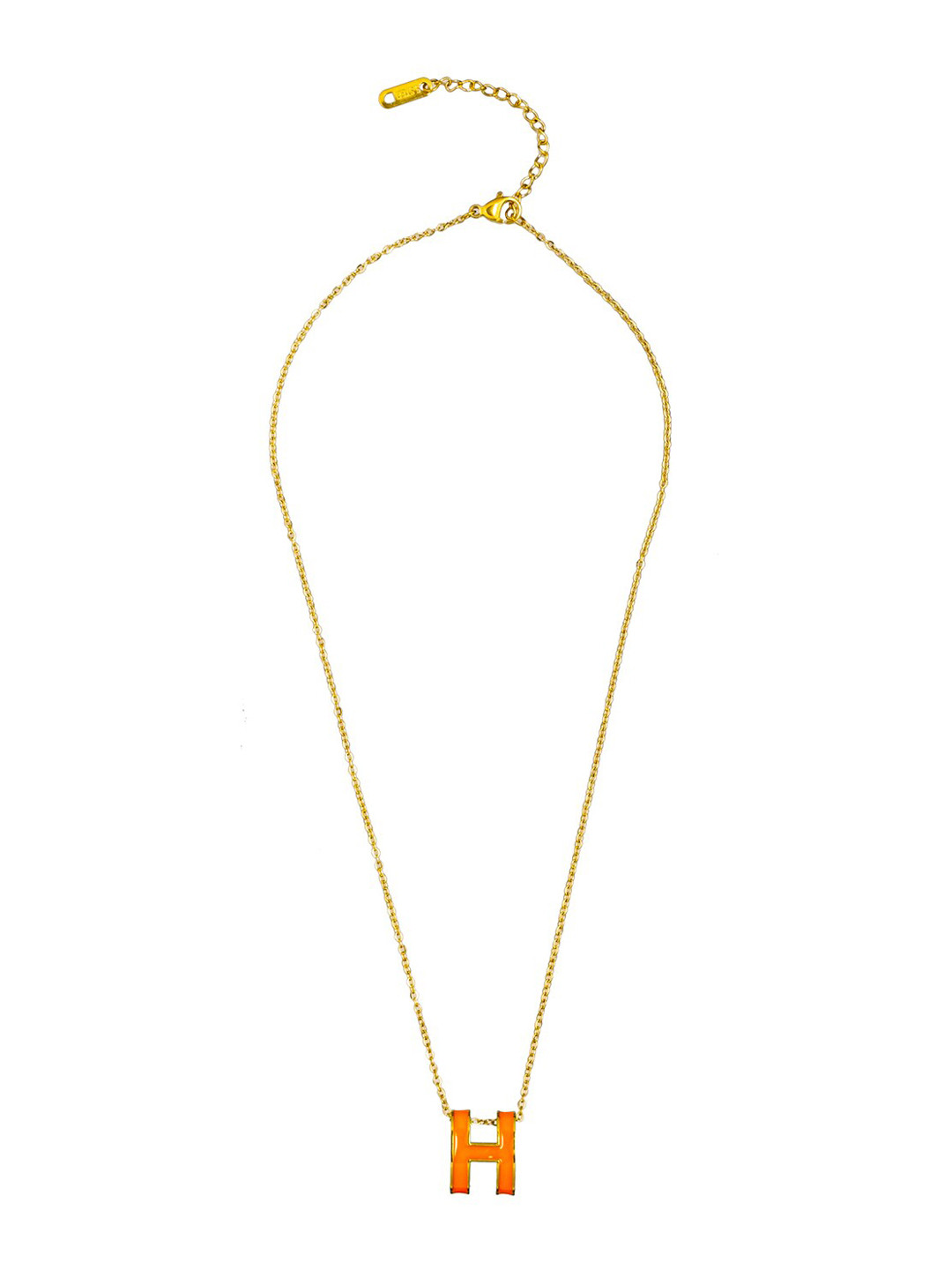 Moon Dust Gold-Plated H-Letter Pendant With Chain