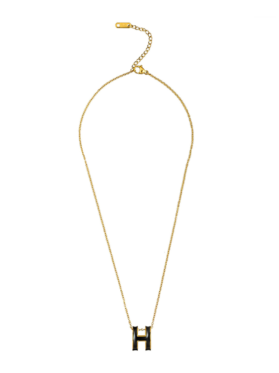 Moon Dust Gold-Plated Stone-Studded & H-Charm Pendant With Chain