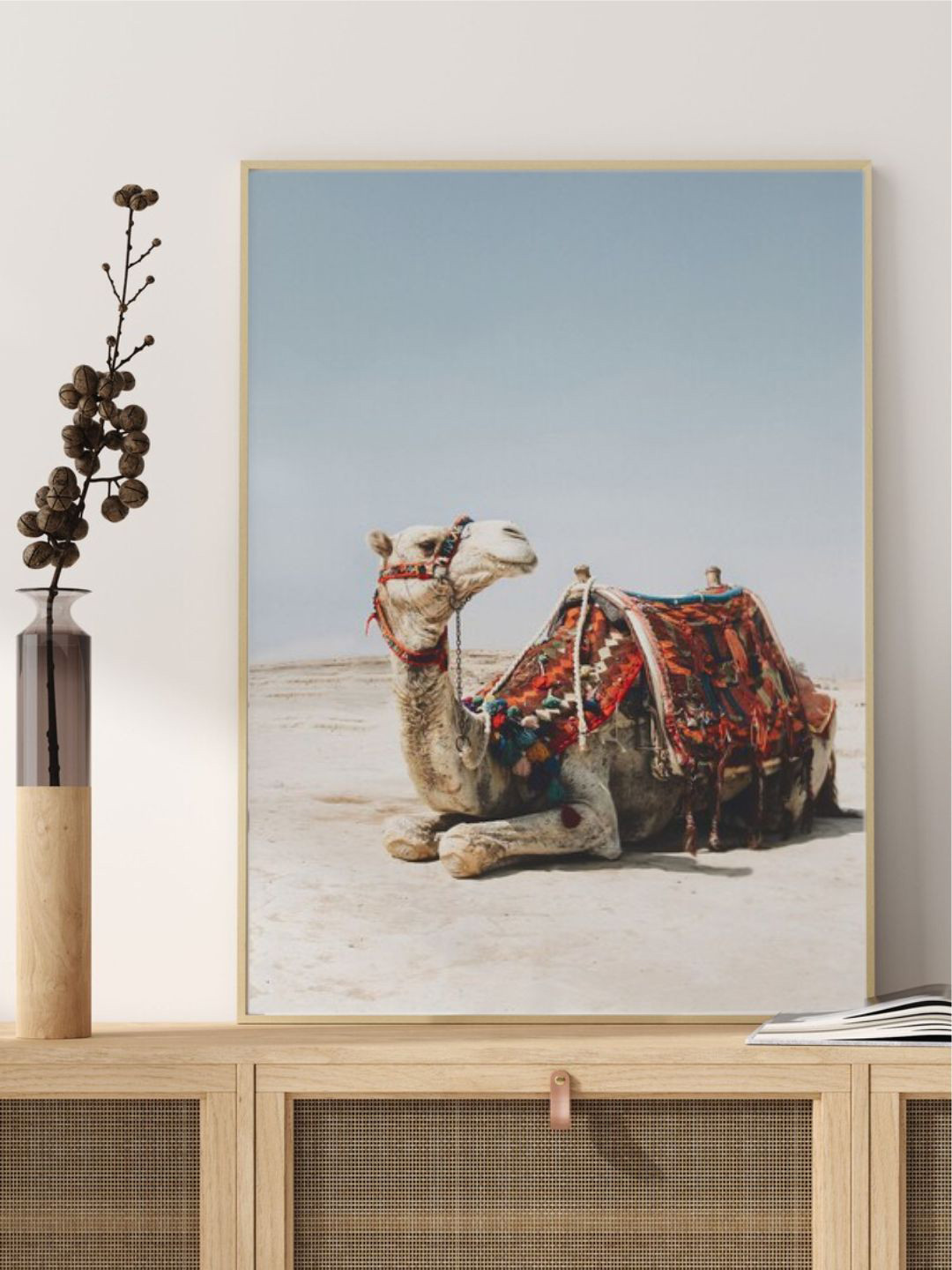 INDIAN CLASSIC ART White Camel In The Desert Wall Art