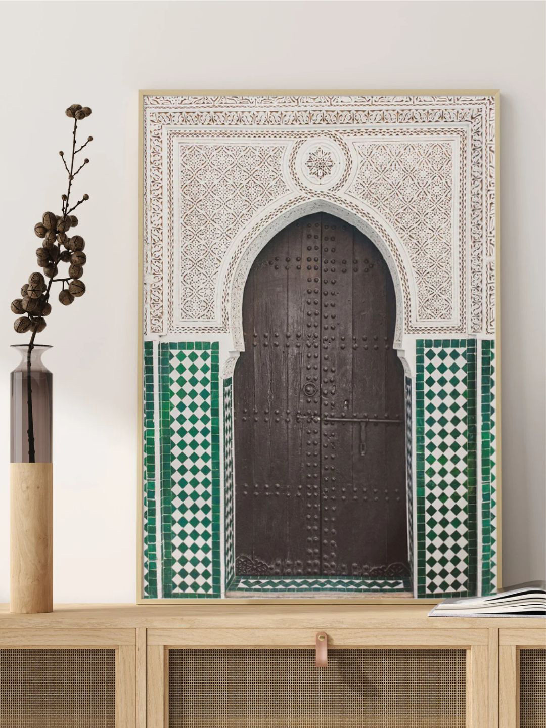 INDIAN CLASSIC ART Moroccan Door Arabic Canvas Rectangle Paintings Wall Art -30 x 20In