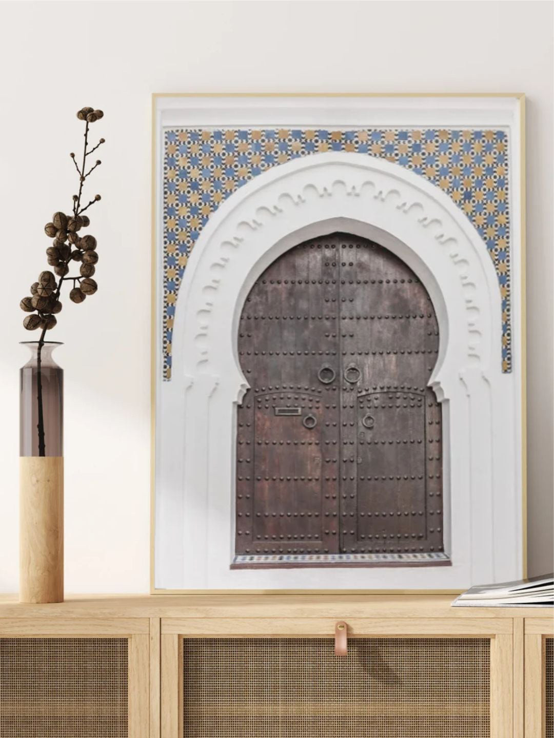 INDIAN CLASSIC ART White & Brown Arabic Architecture Islamic Art Painting Wall Art
