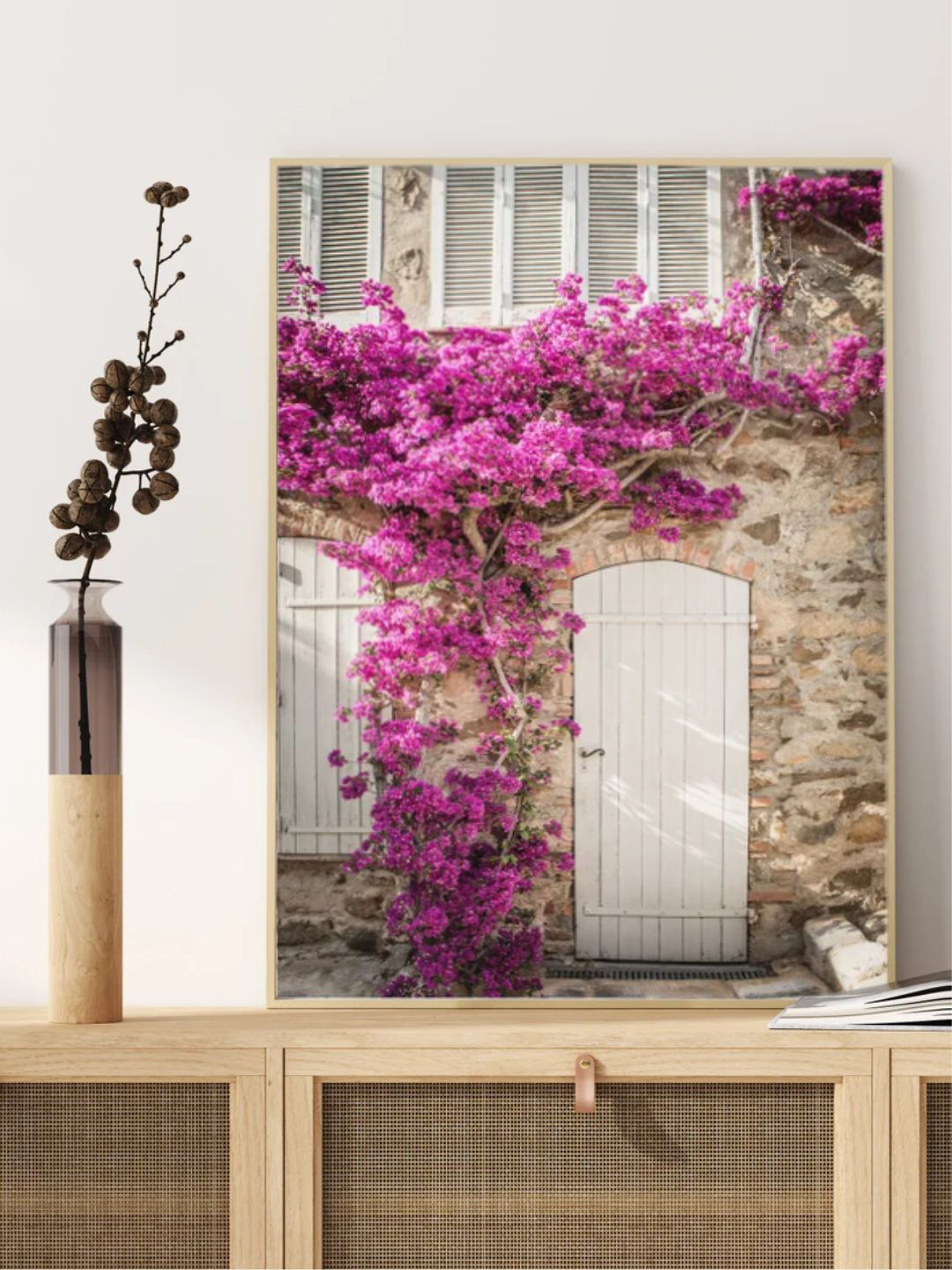 INDIAN CLASSIC ART Pink & Cream Coloured Floral Mediterranean Printed  Wall Art