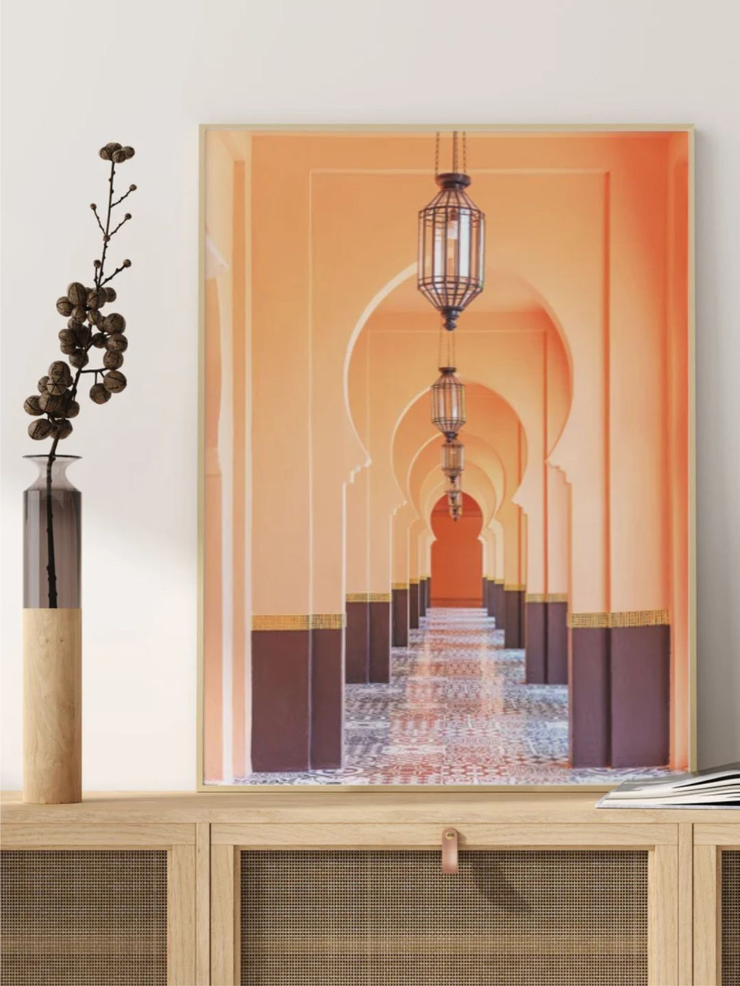 INDIAN CLASSIC ART Orange-Coloured & Purple Marrakech Burnt Boho Wall Art