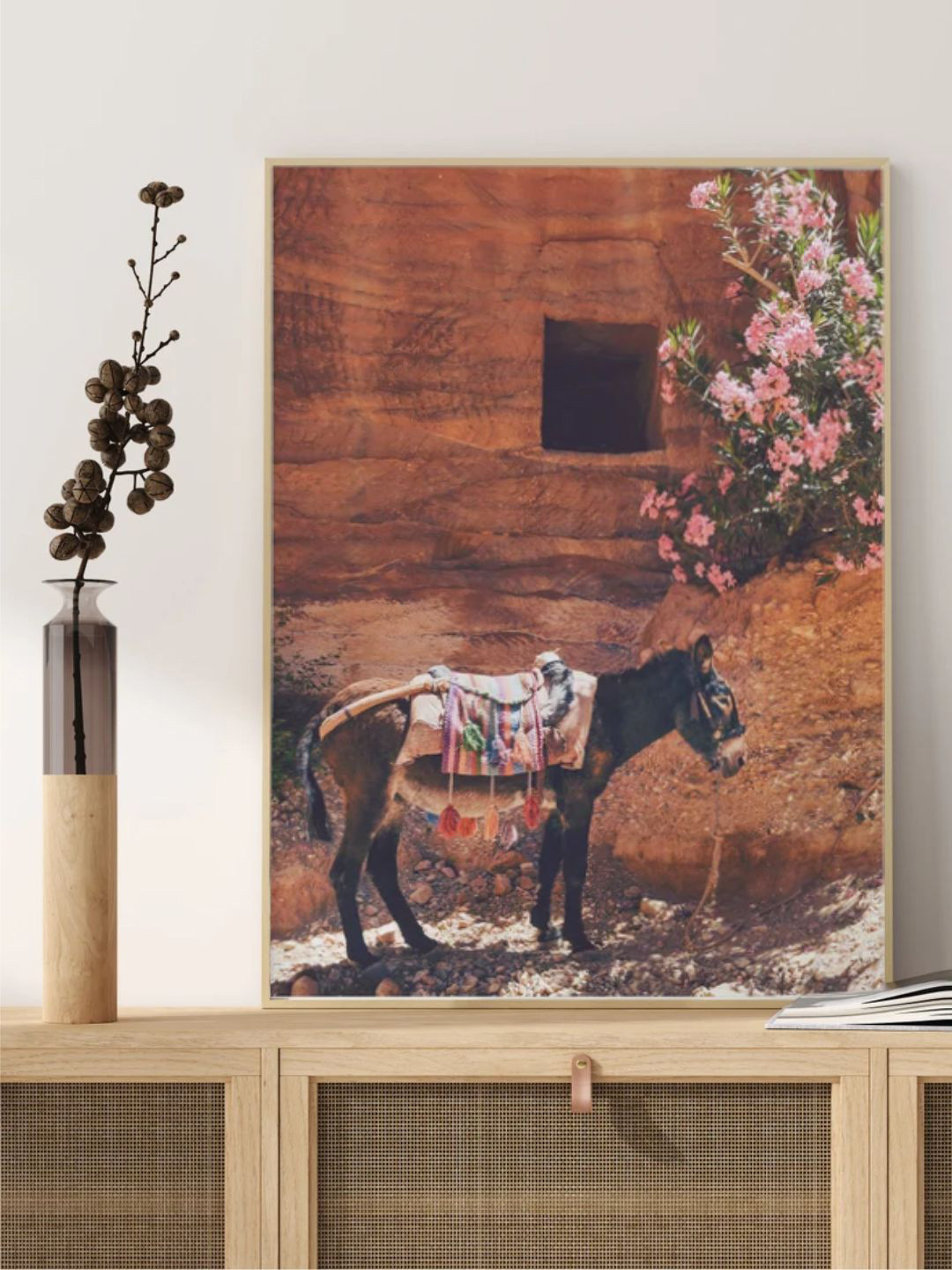 INDIAN CLASSIC ART Brown Canvas Wall Living Room Rectangle Paintings Wall Art -30 x 20In