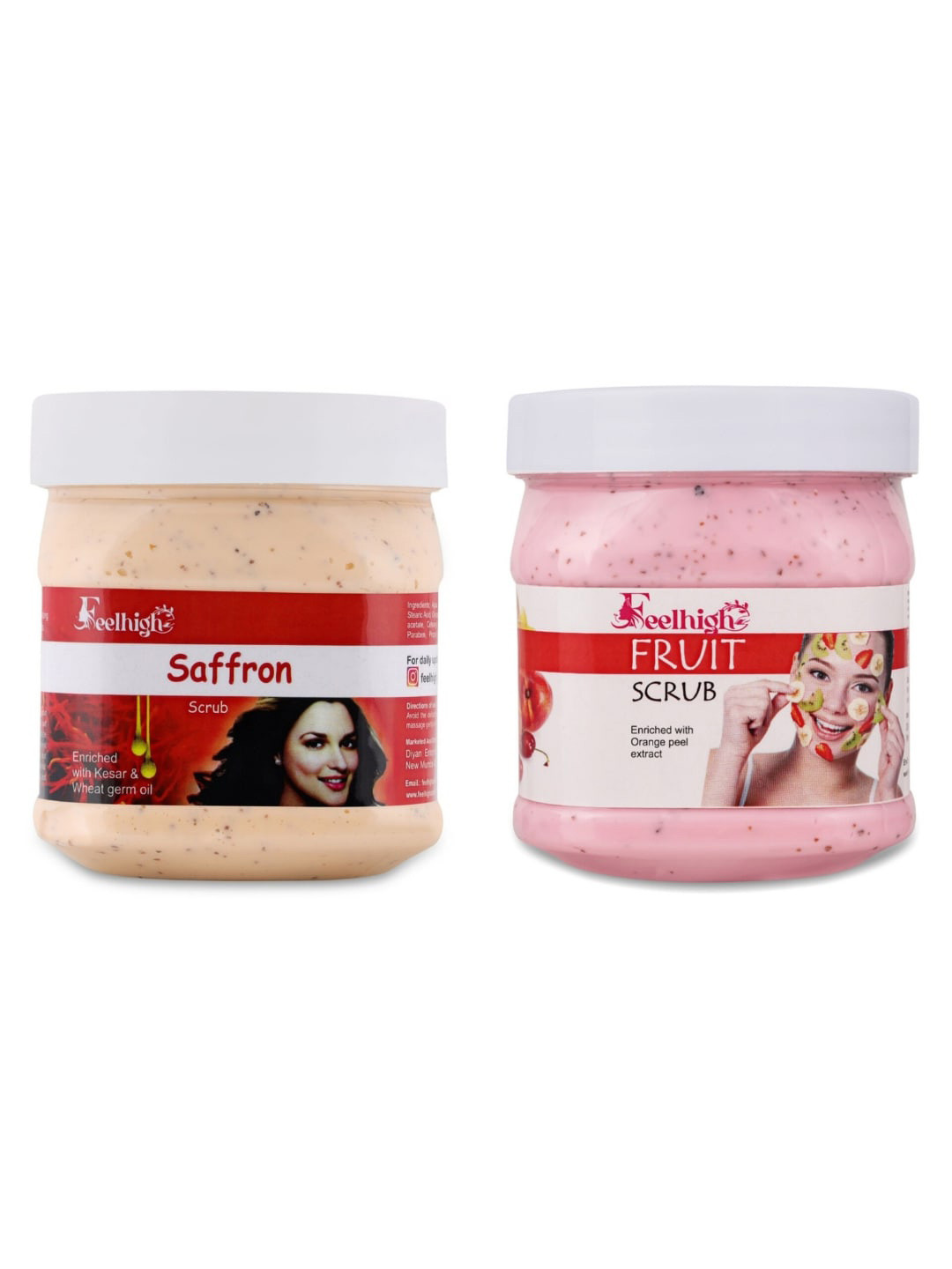 FEELHIGH Set Of 2 Saffron Scrub & Fruit Scrub - 500 ml Each