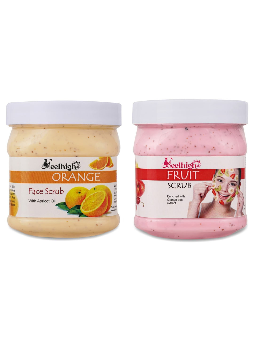 FEELHIGH Set Of 2 Mix fruit Scrub & Orange Scrub For Face & Body Exfoliators 500 ml Each