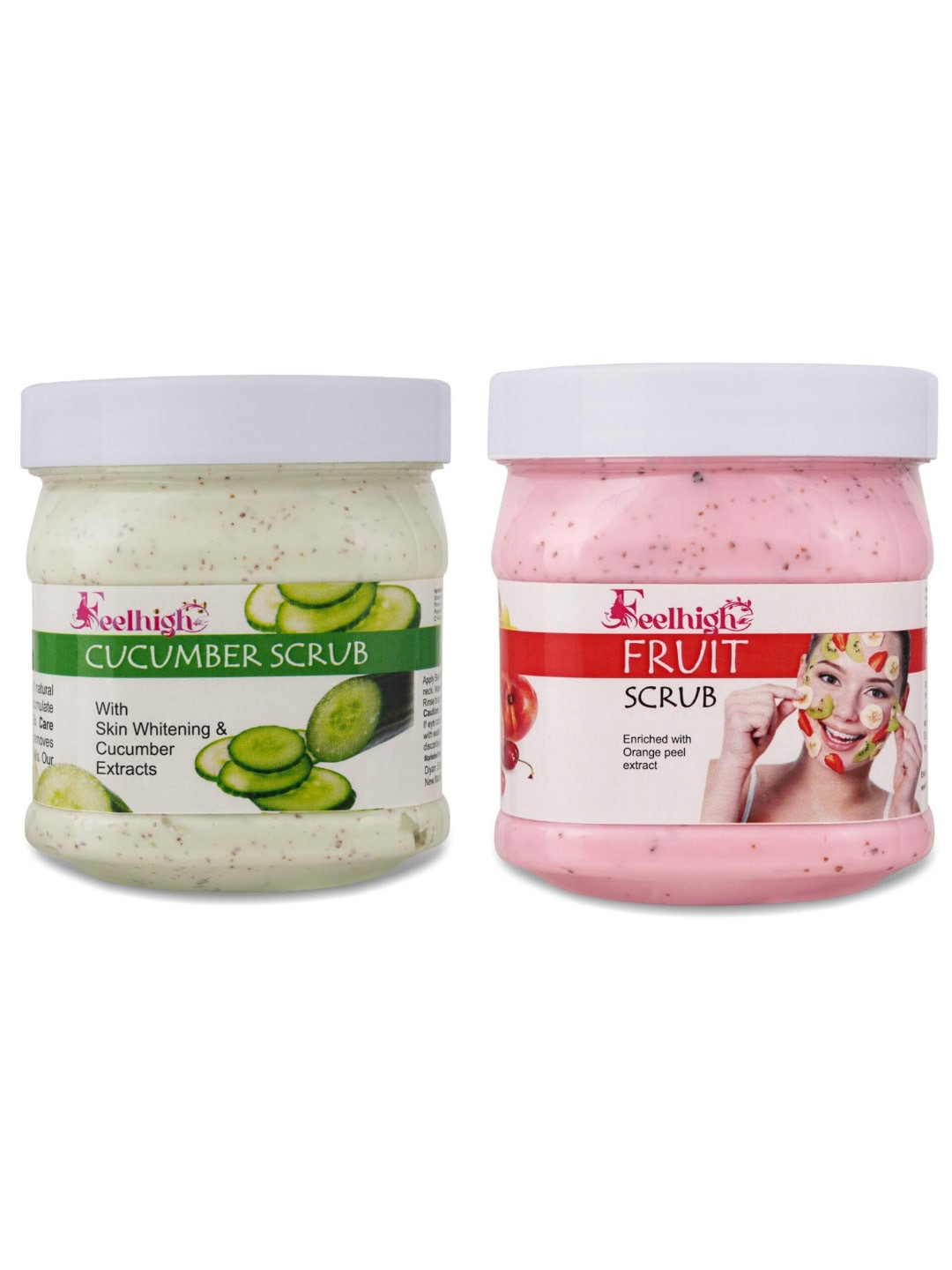 FEELHIGH 2Pcs Natural Cucumber Extract Scrub & Fruit Face Scrub & Exfoliators 500 ml Each