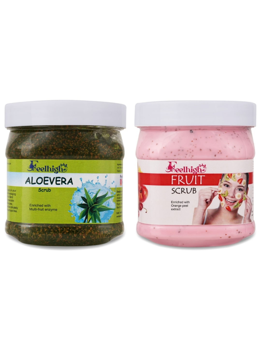 FEELHIGH Set Of 2 Mix Fruit Facial Scrub & Aloe Vera Scrub - 500 ml Each