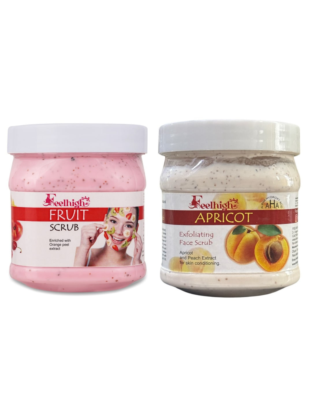 FEELHIGH 2Pcs Apricot & Mixfruit Face Scrub & Exfoliators 500 ml Each