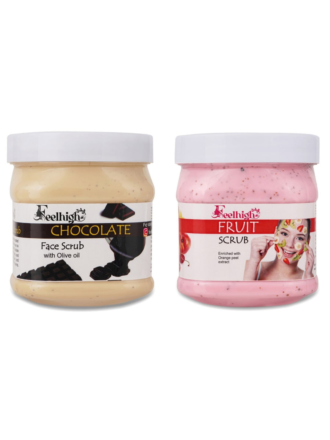 FEELHIGH Set Of 2 Mixfruit Face Scrub & Chocolate With Olive Oil Face Scrub-500 ml Each