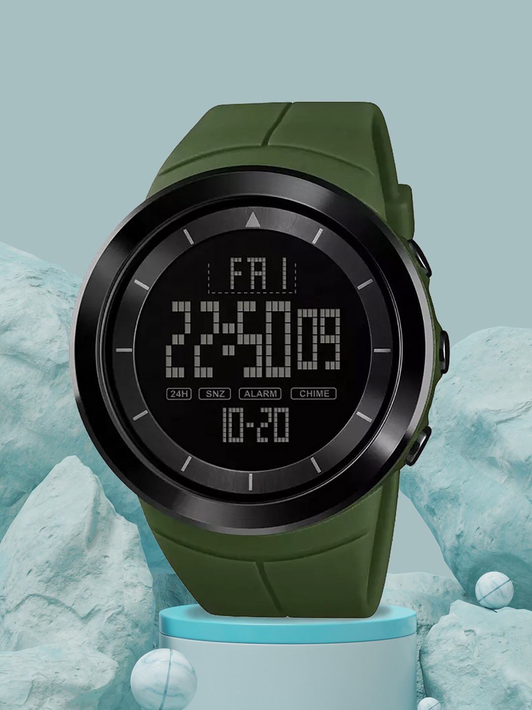 Shocknshop Men Round Dial Digital Multi Function Watch SK18Green