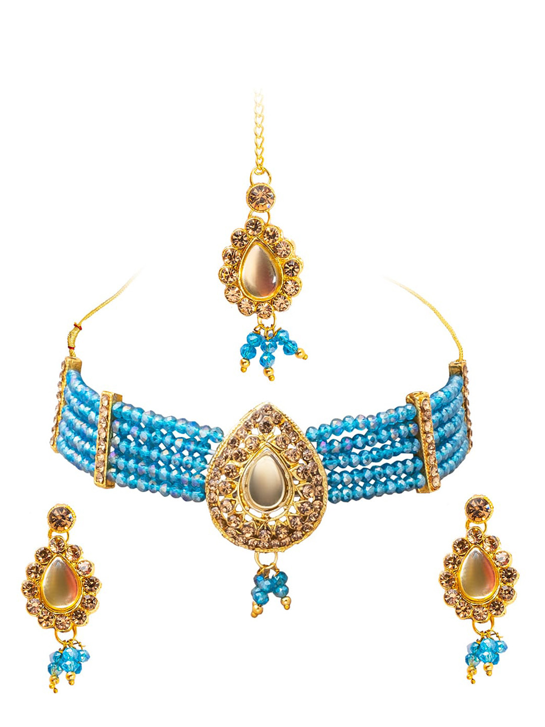 Shining Jewel - By Shivansh  Gold-Plated Kundan-Studded & Beaded Jewellery Set SJN158AQ