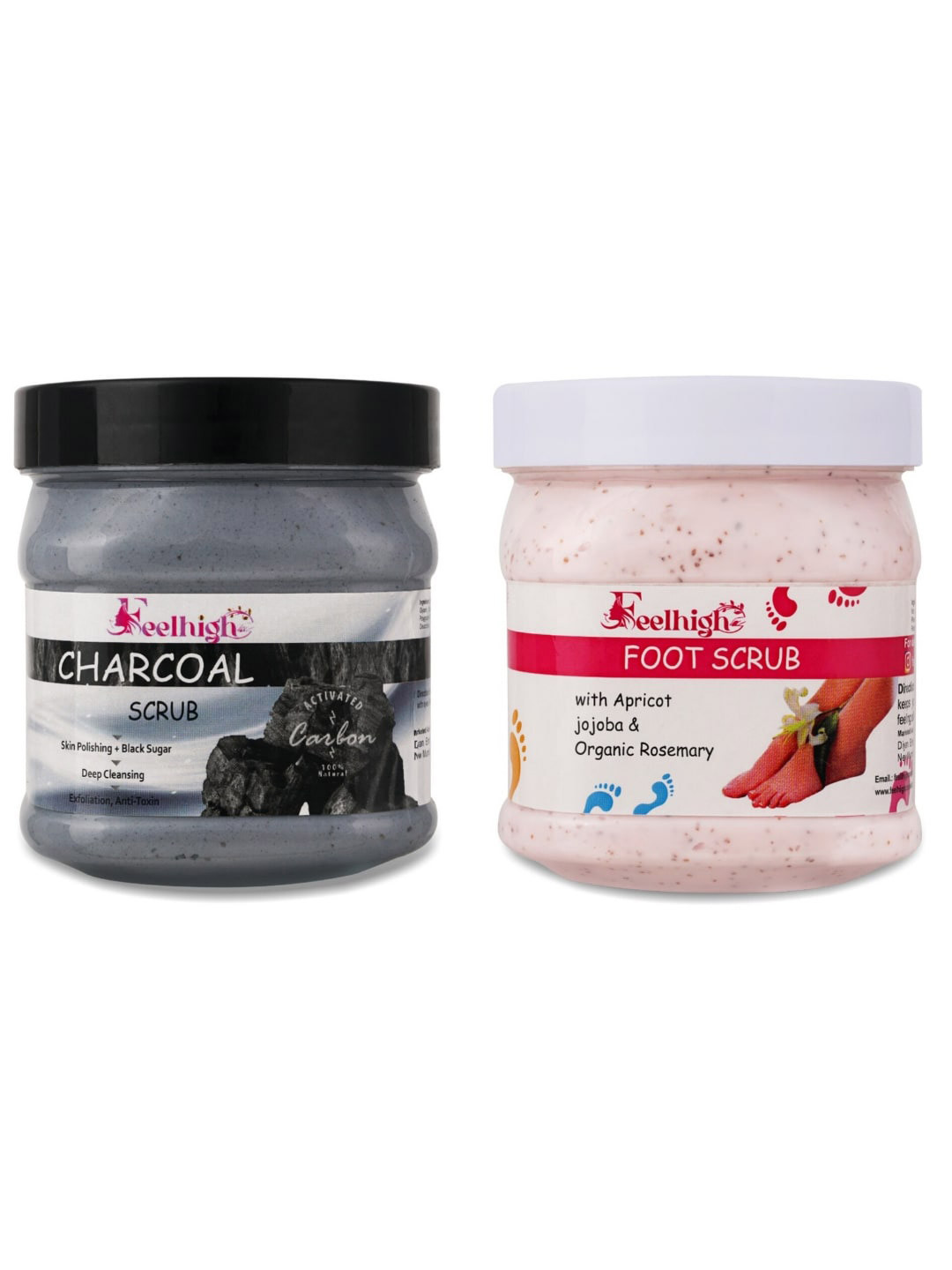 FEELHIGH Charcoal scrub -500ml & foot Scrub -500ml -pack2 Scrub -Skin care products