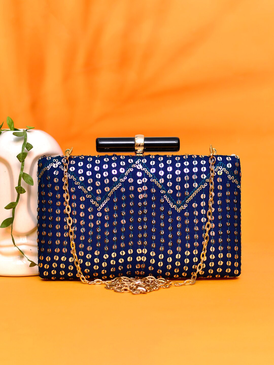 ARTKLIM Embroidered Buckle Detail Box Clutch