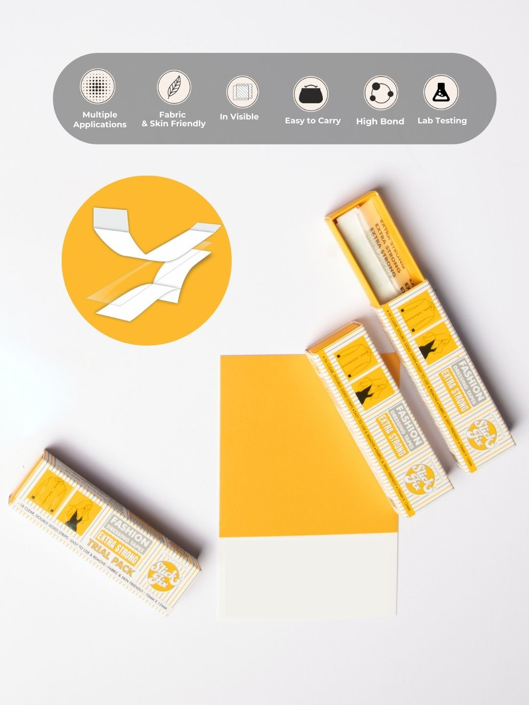 SLICKFIX Pack Of 72 Extra Strong Dressing Two Sided Tape