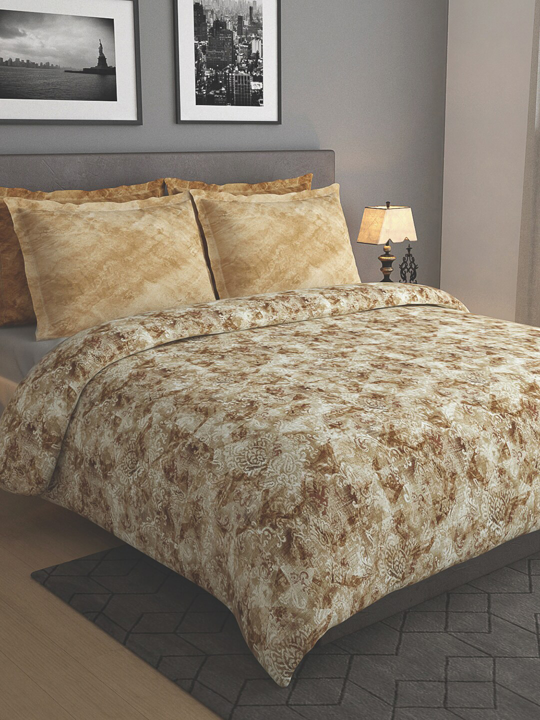 GM Brown & Beige Ethnic Motifs AC Room Cotton 150 GSM Single Bed Comforter