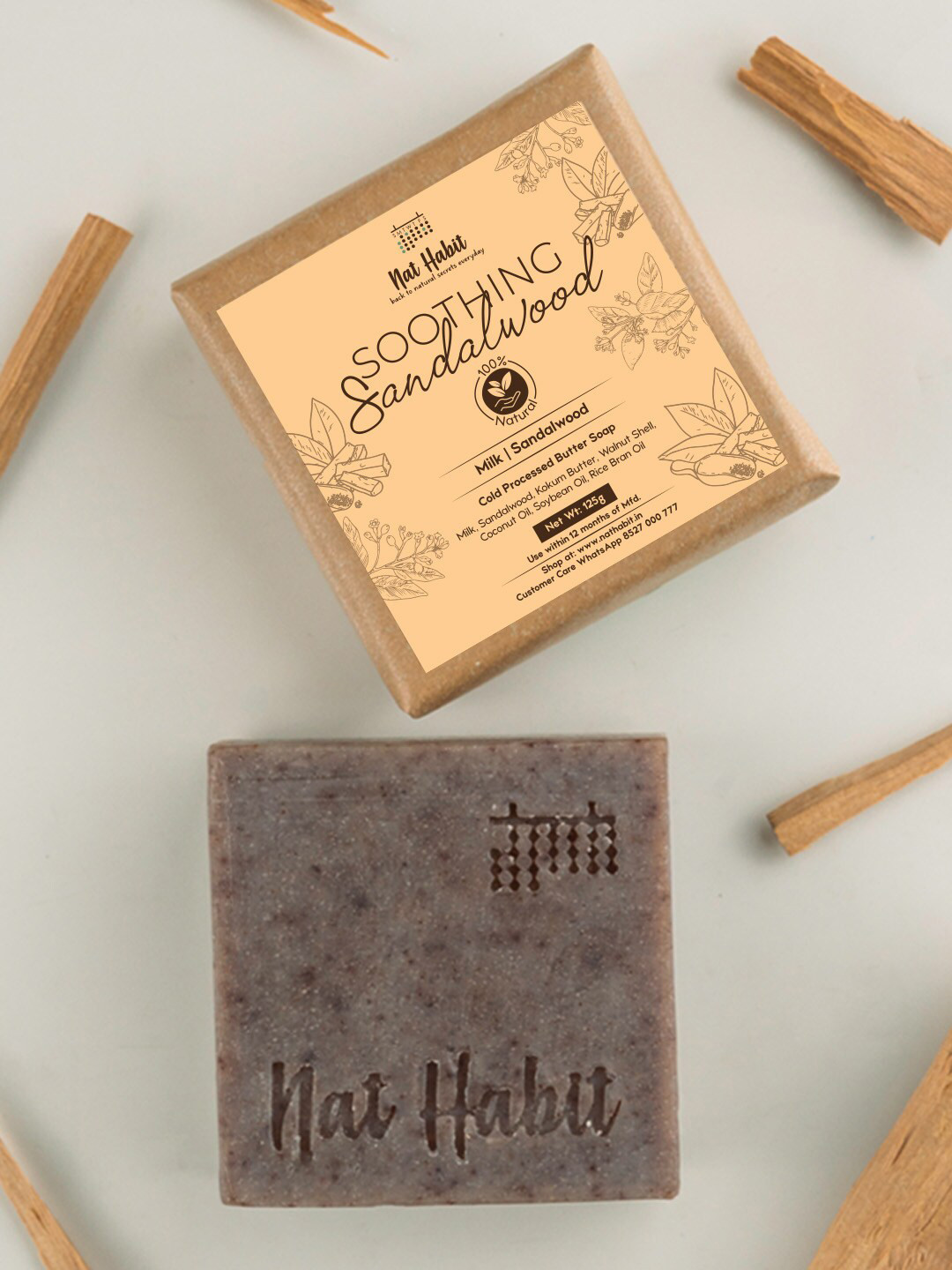 Nat Habit Cold Processed Butter Set Of 2 Brightening   Soothing Soap Bars-125g Each