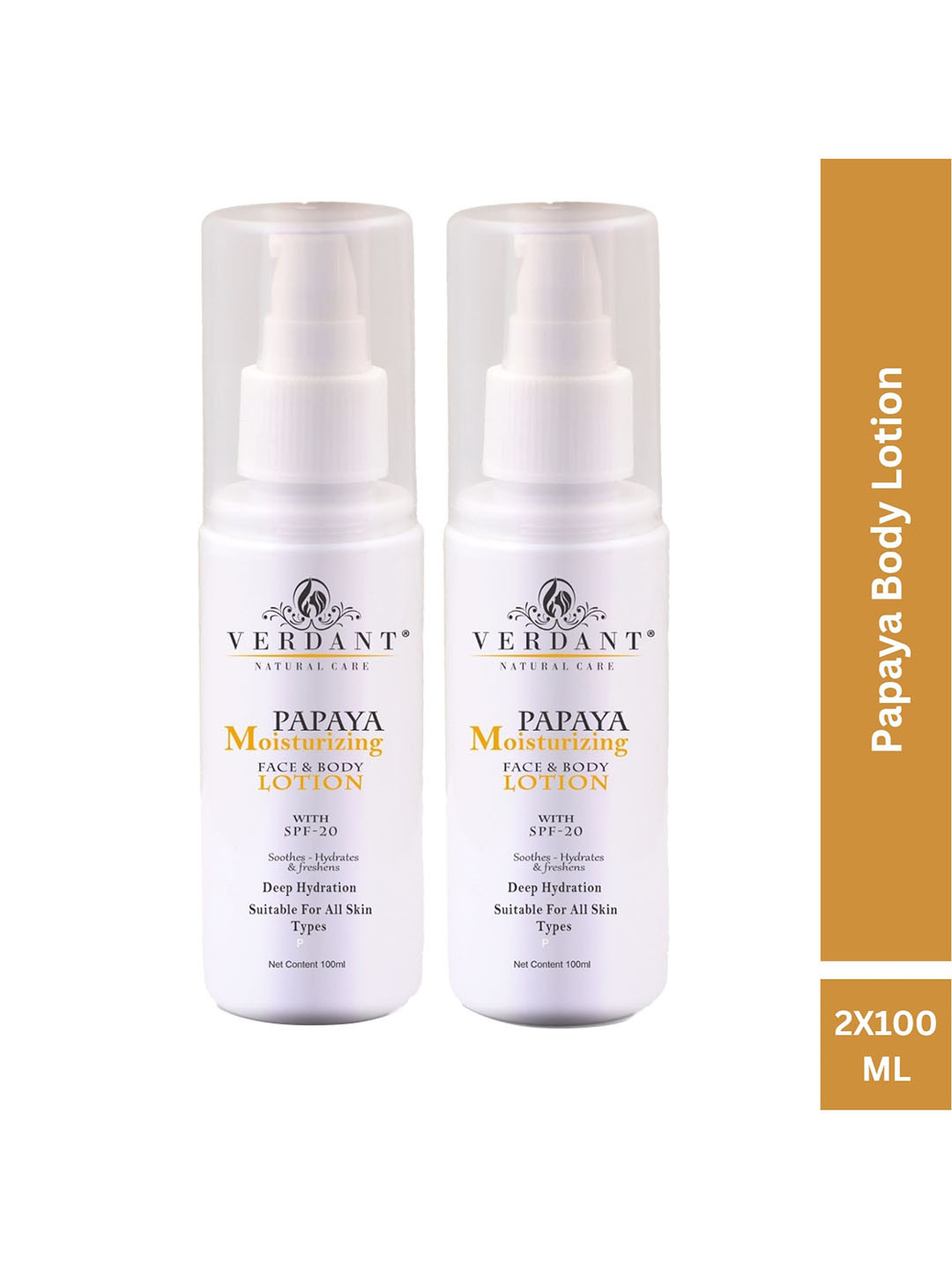 Verdant Natural Care Set Of 2 SPF 20 Moisturising Papaya Body Lotions-100ml Each