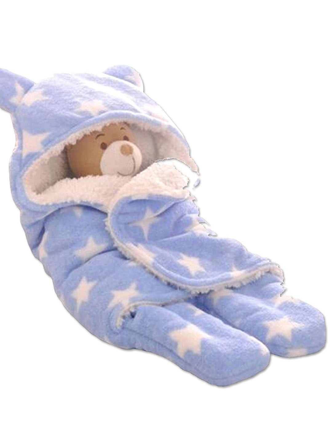 Bajo's Turquoise Blue & White Geometric Fleece 400 GSM Baby Sleeping Bag