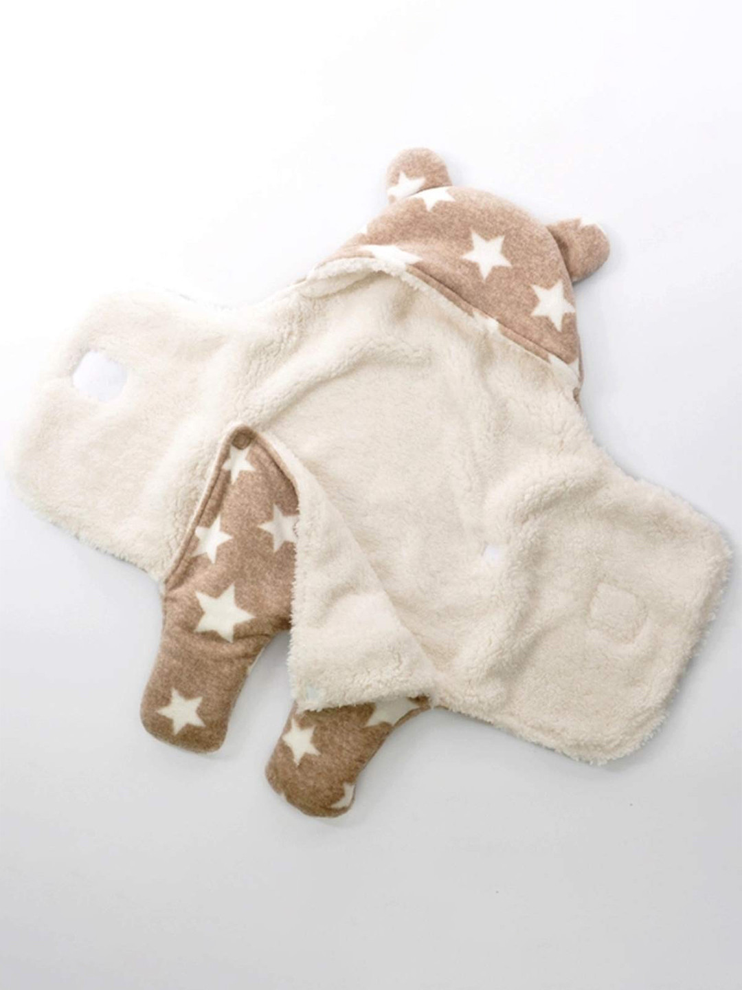 Bajo's Bronze-Toned & Cream-Coloured Geometric Fleece 400 GSM Baby Sleeping Bag