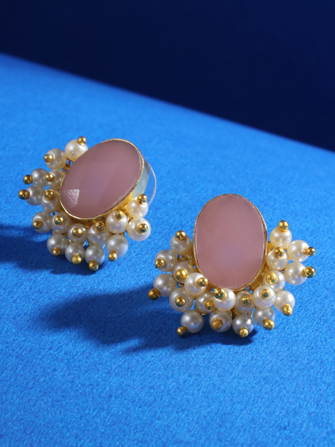 Saraf RS Jewellery Gold Plated Contemporary Studs Earrings