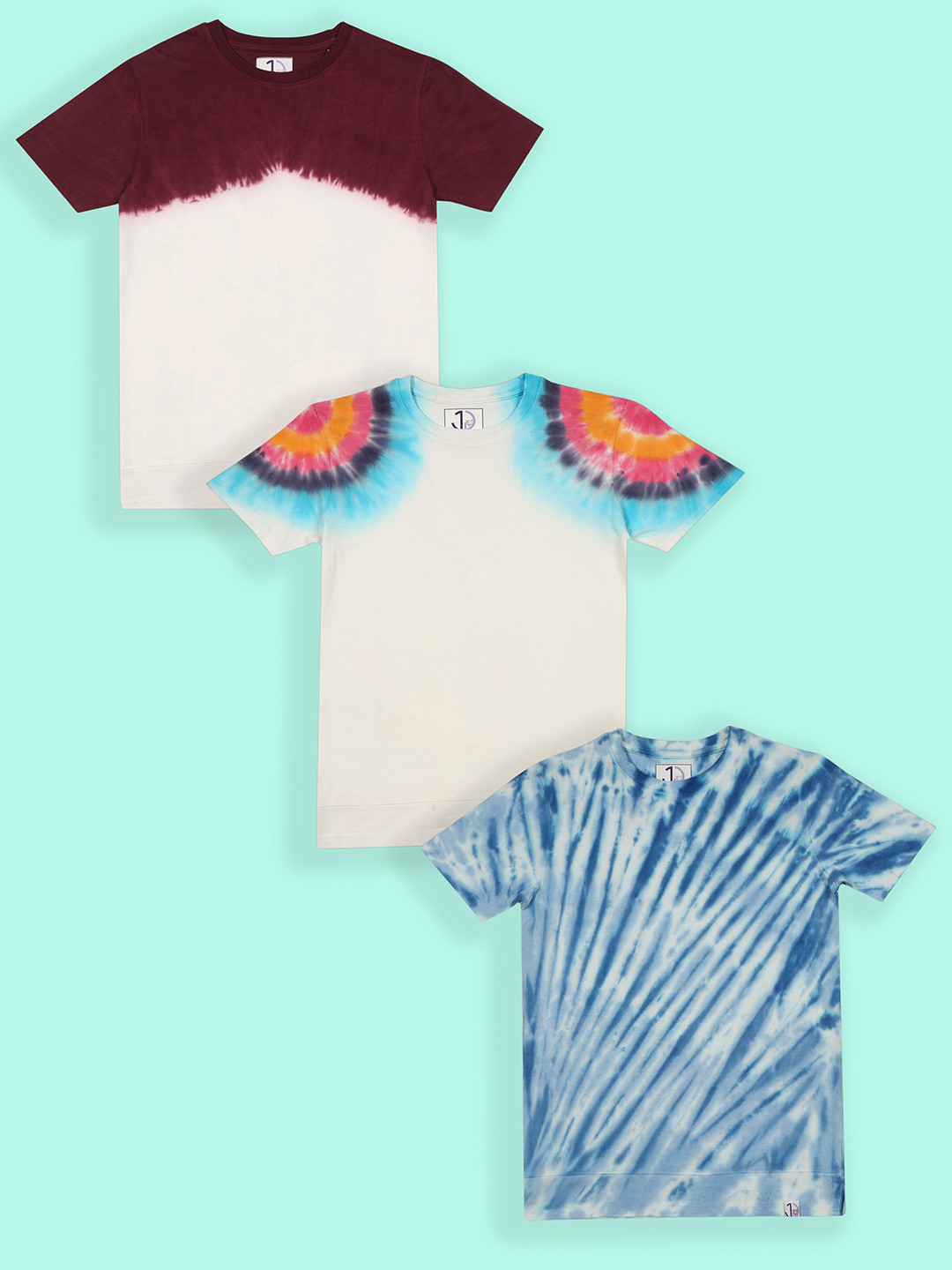 Jumping Joey Boys Pack Of 3 Dyed Pure Cotton Longline Loose T-shirt