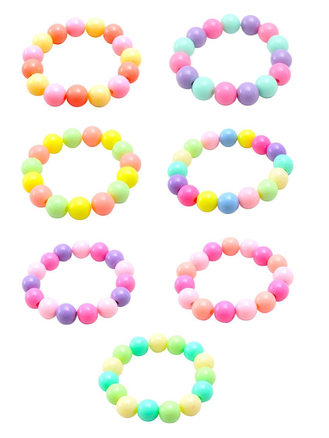 Melbees by Yellow Chimes Girls Set Of 7 Beaded Elasticated Bracelets