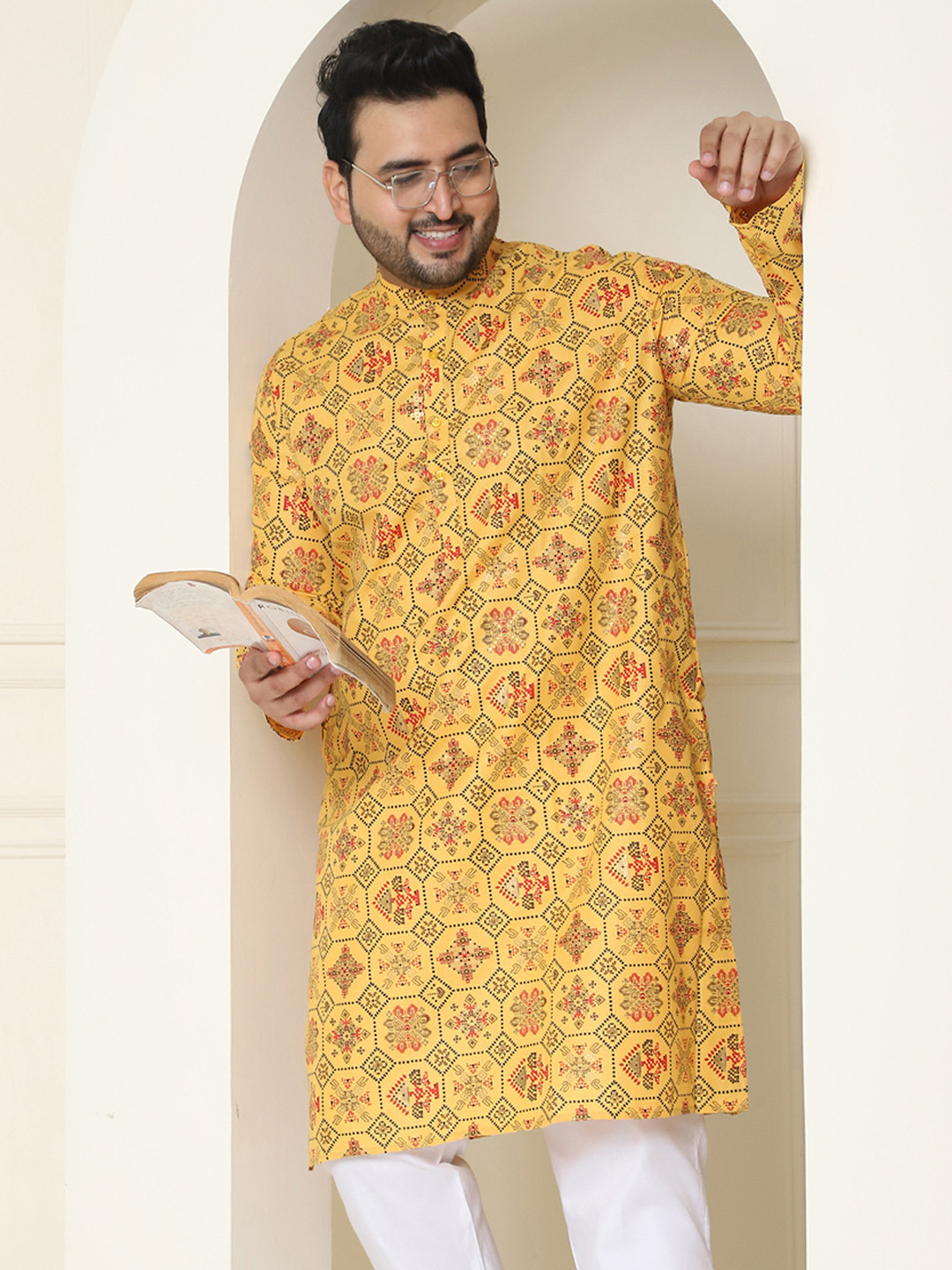 SOJANYA PLUS Men Plus Size Ethnic Motifs Printed Kurta