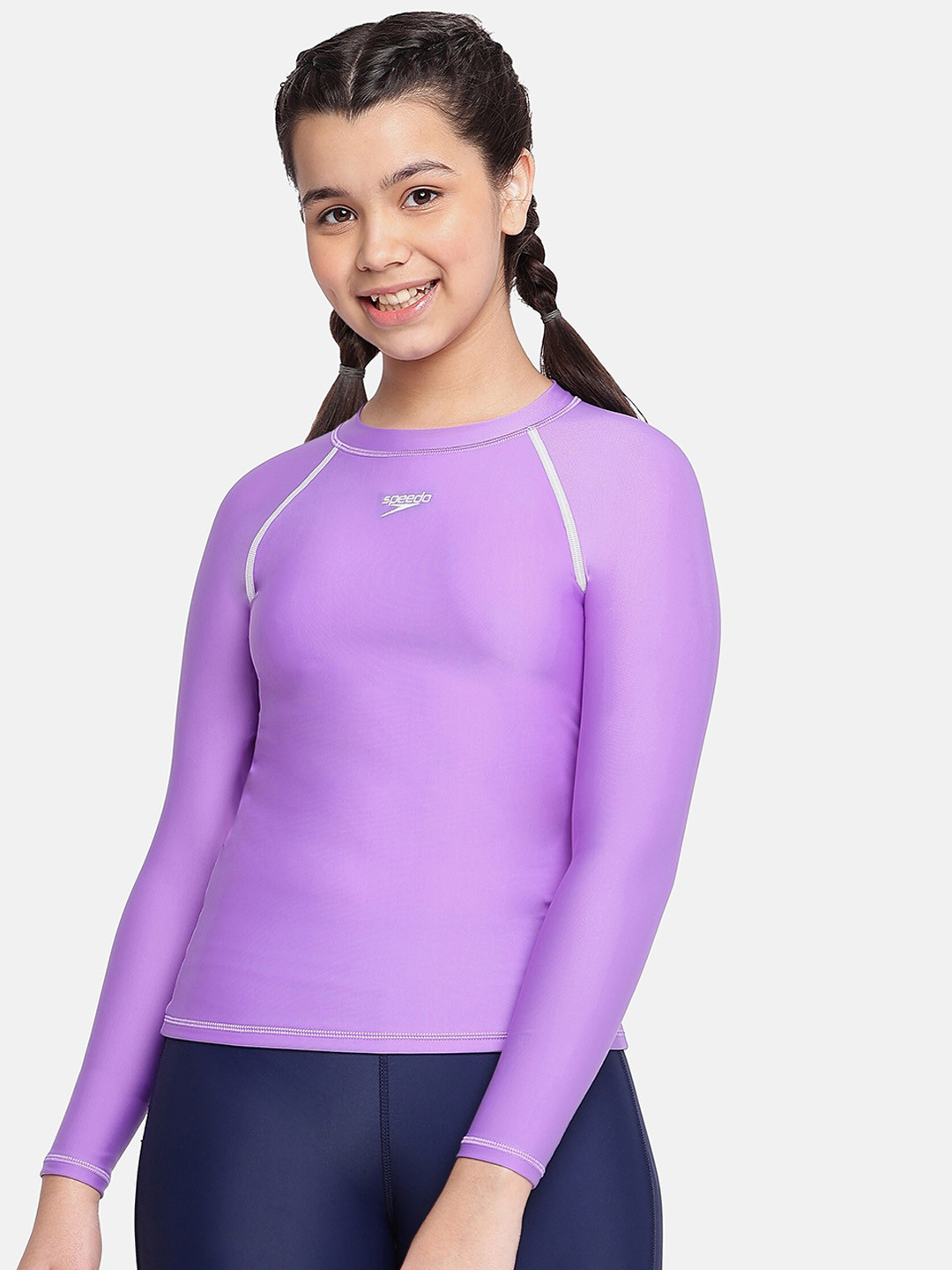 Speedo Girls Raglan Sleeves Swim Top