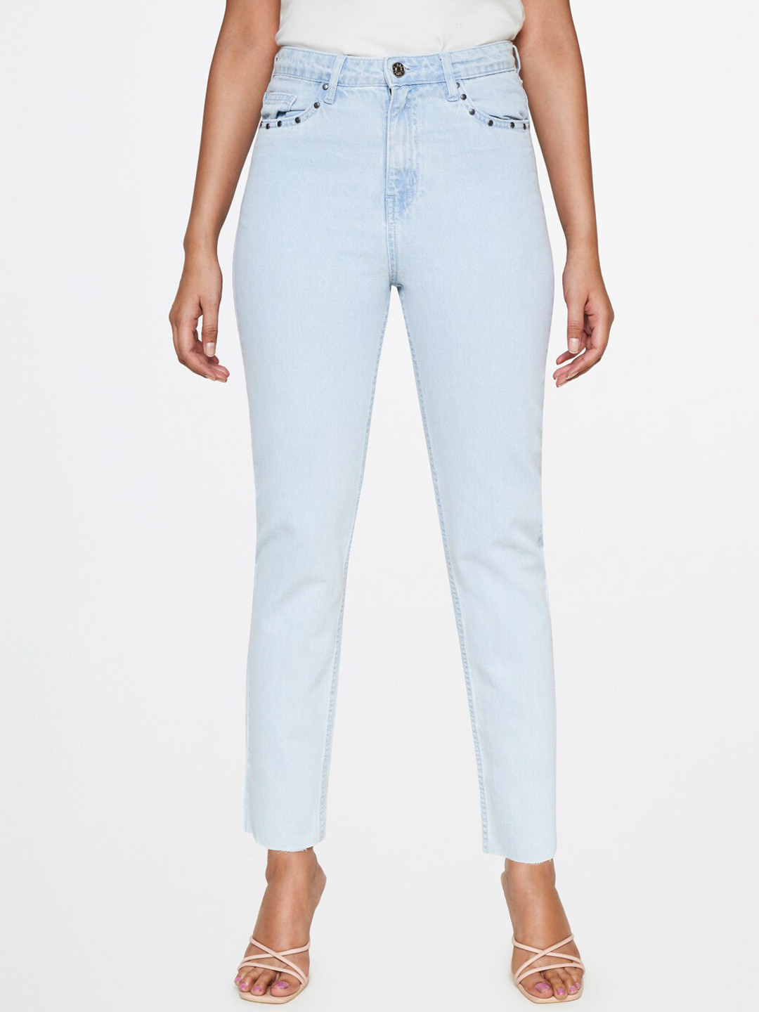 AND Women Clean Look High Rise Pure Cotton Jeans - Skinny Fit