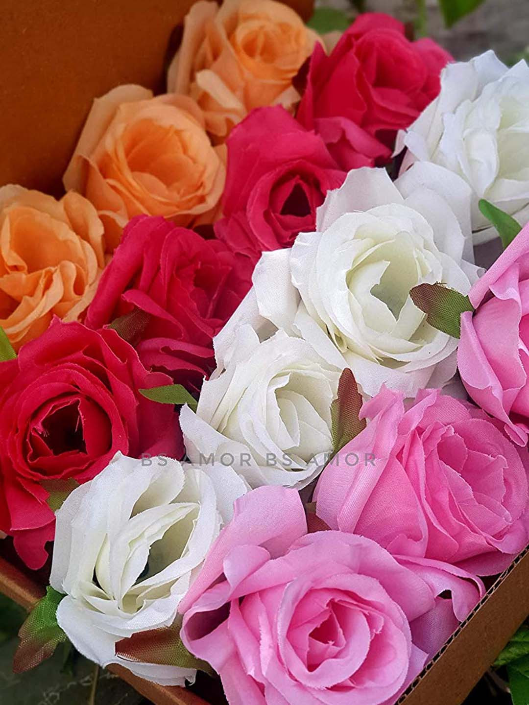 BS AMOR Red & orange 16 Pieces  Roses for DIY Wedding Flower Arrangements Centerpieces