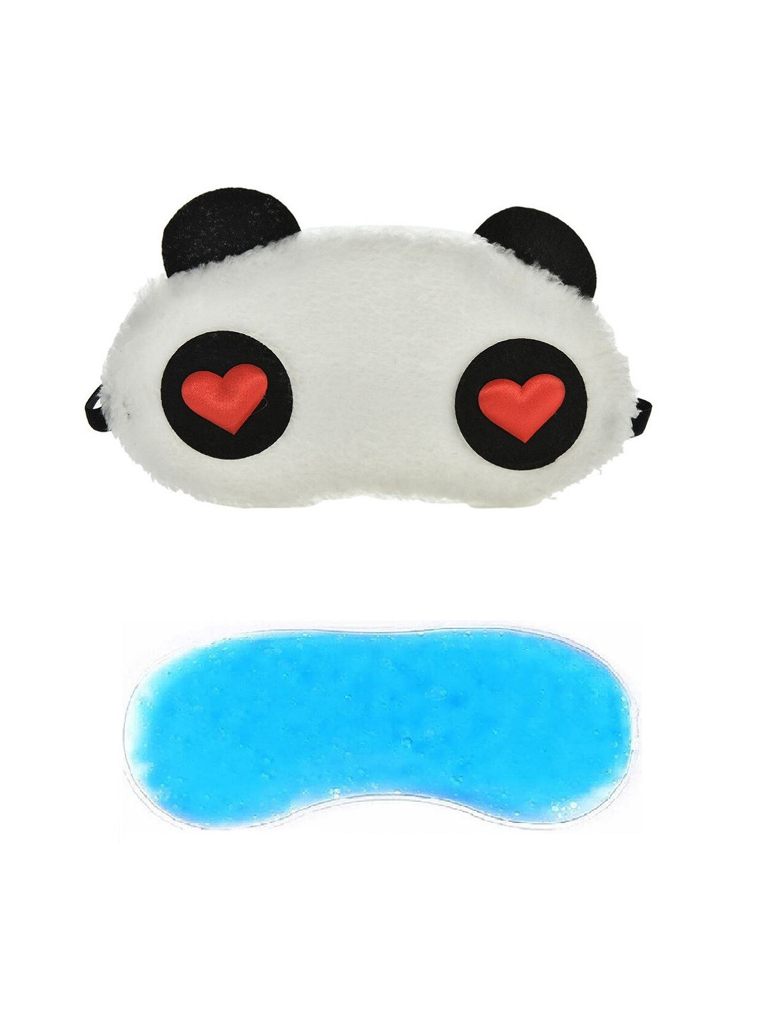 JENNA White & Red Heart Panda Sleeping Eye Mask With Ice Cooling Gel