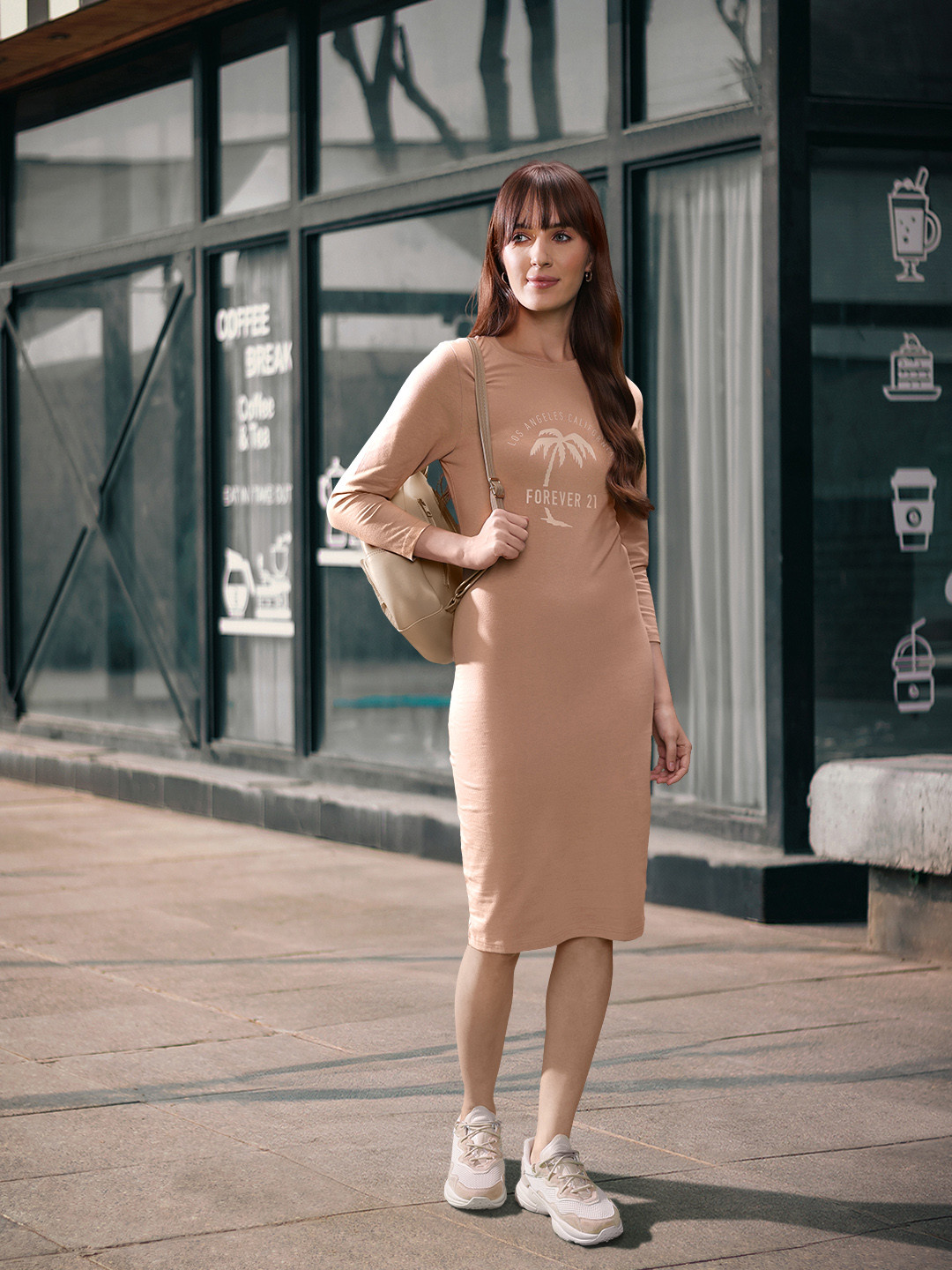 FOREVER 21 Graphic Print T-shirt Midi Dress