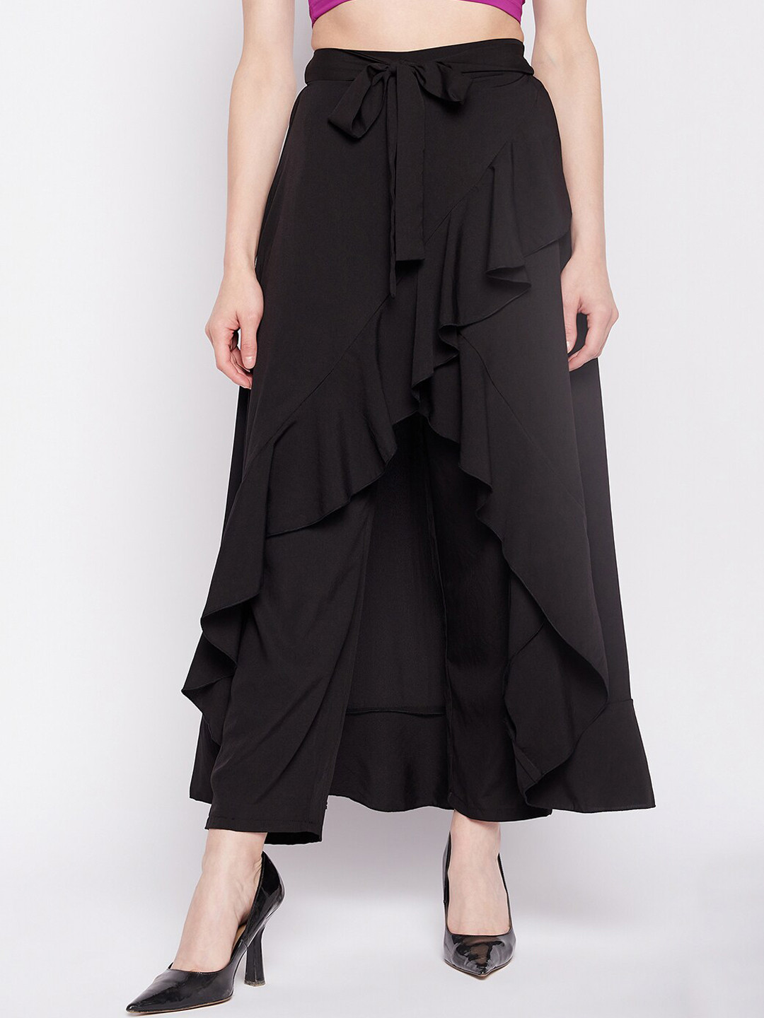 NABIA Ruffled Flared Maxi Skirt With Attached Trousers