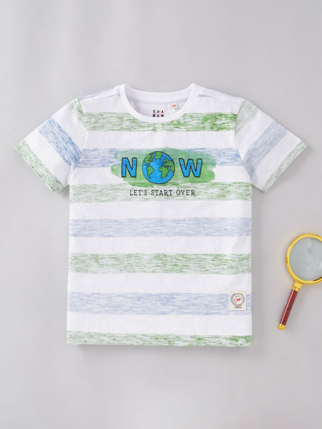 Ed-a-Mamma Boys Crew Neck Striped Cotton T-Shirt