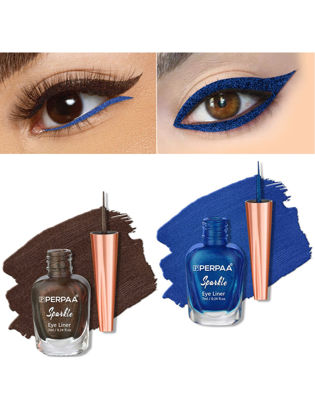 PERPAA Set of 2 Sparkle Absolute Shine Long Lasting Waterproof Eyeliner - 7 ml each