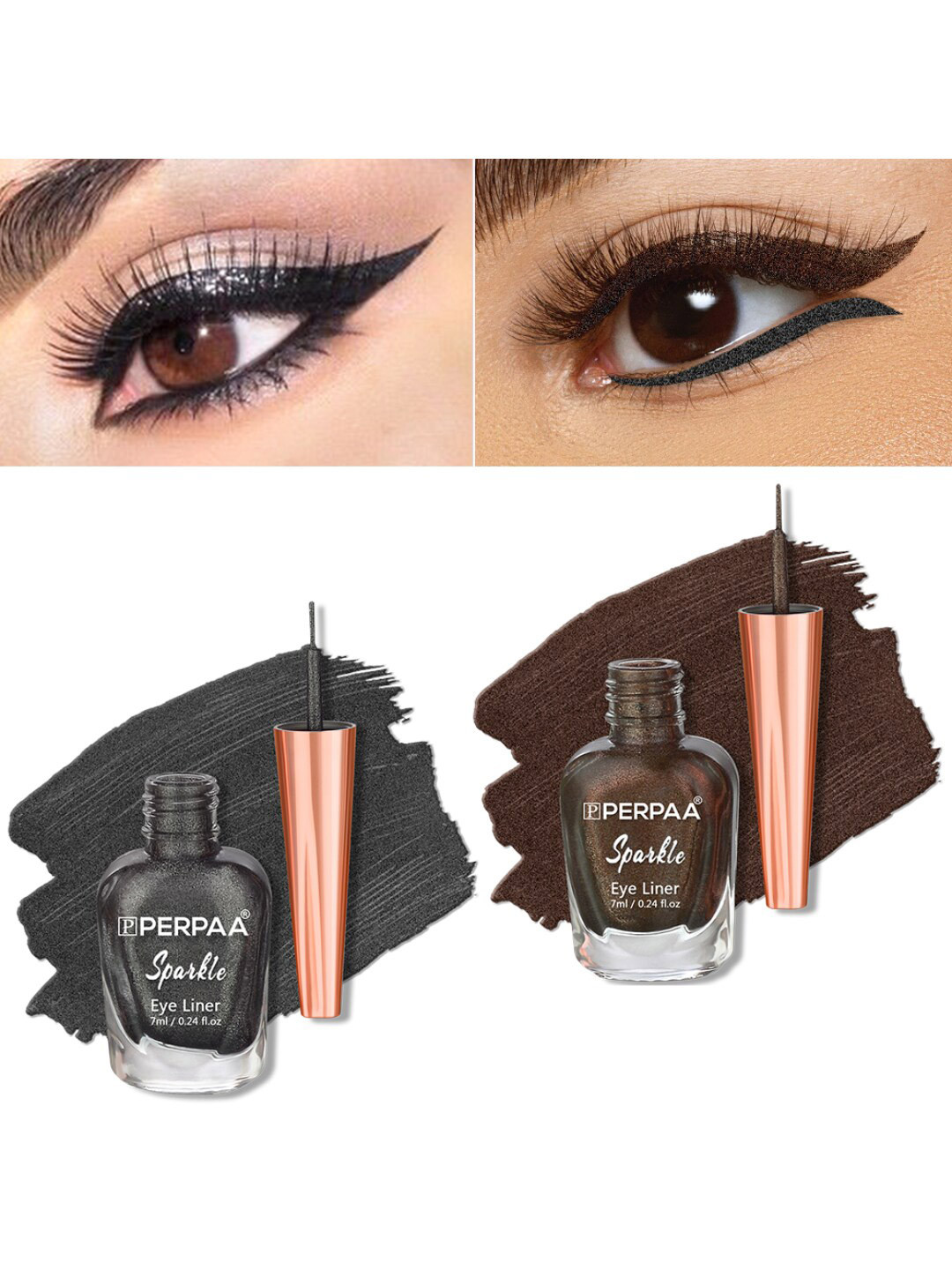 PERPAA Set of 2 Sparkle Absolute Shine Long Lasting Waterproof Eyeliner - 7 ml each