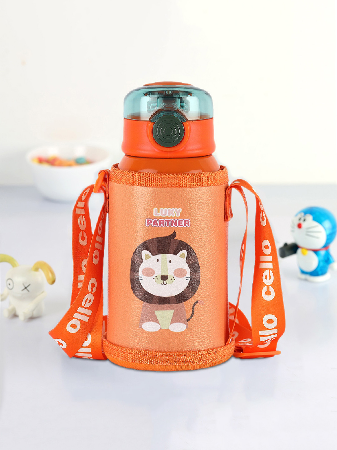 Cello Kinder Orange Printed Stainless Steel Water Bottle - 500 ML