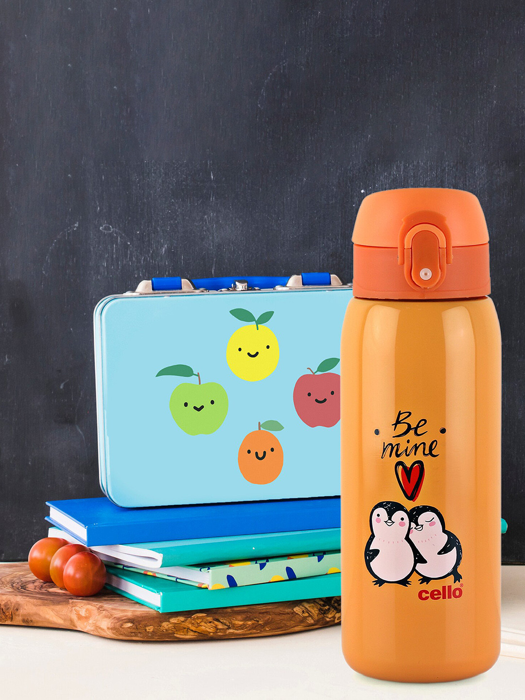 Cello Junior Orange Printed Stainless Steel Water Bottle - 475 ML