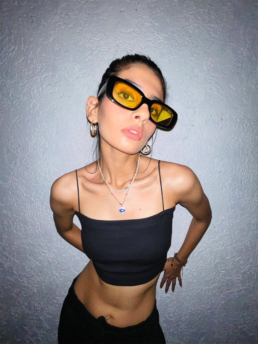 COLOR CAPITAL Shoulder Straps Ribbed Crop Cami Top